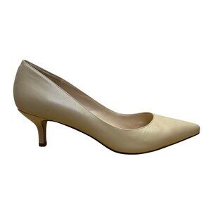 Nine West Women’s Beige Leather Pointed Toe Nydia Kitten Heel Pumps Size 10M